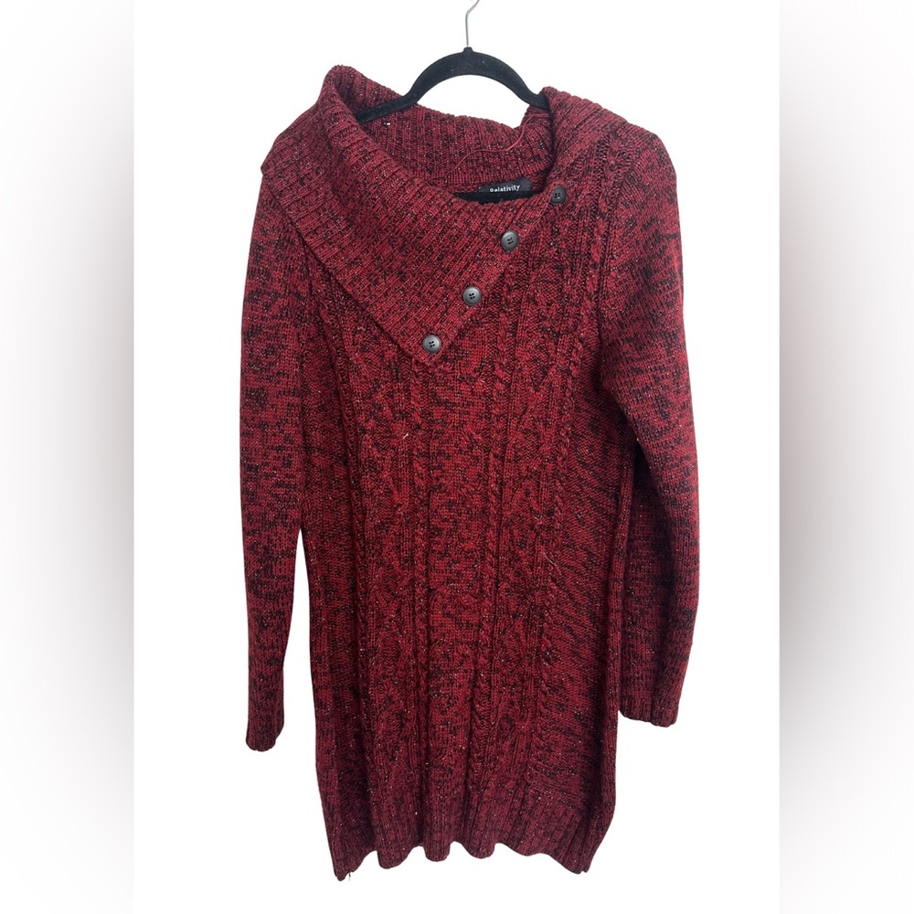 Relativity Marled Red Knit‎ Sweater Dress, Size Large, EUC